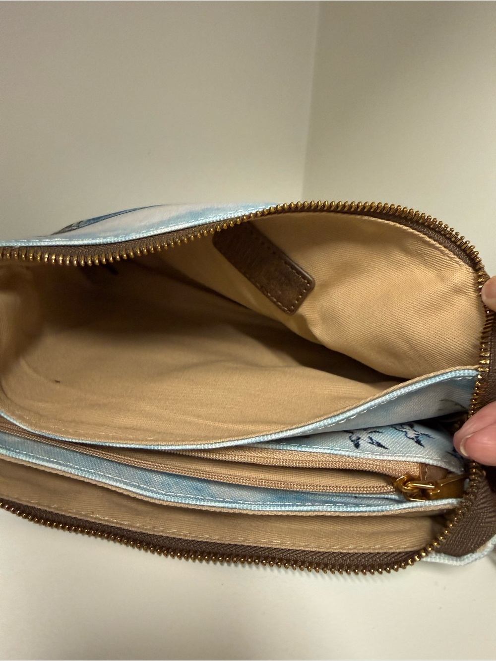 Coastal Beach Crossbody Bag Wristlet Summer Blue Green Canvas Seaside Clutch NWT - Picture 3 of 8